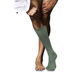 FALKE Heren Nr. 13 lange sokken, ademend, katoen, glanzend, licht, versterkt, platte teennaad, hoge kwaliteit, elegant, voor kleding en werk, 1 paar, groen (Sage 7538), 39-40 EU