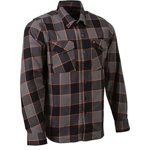 Milwaukee Leather MNG11648 Heren grijs met bruin en oranje katoenen flanellen overhemd met lange mouwen, Grijs, XL