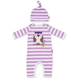 Olive&Moss - OWL-PS1 - overall - Otto de uil - lila/wit - 0-6 maanden