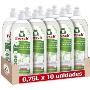 Frosch - Vaatwasmachinebestendig, vloeibaar, milieuvriendelijk, vrij van kleurstoffen en parfum, geschikt voor de gevoelige huid, hypoallergeen, 10 stuks x 750 ml