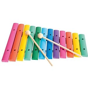 Bino 12-kleurige xylofoon, speelgoed voor kinderen vanaf 3 jaar, kinderspeelgoed (muziekinstrument voor kinderen, houten xylofoon 12 tonen, met klankplaten in regenboogkleuren en 2 kloppels),