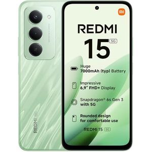 XIAOMI Redmi 15 5G - Smartphone - Groen - 8 + 256 GB - 6,9 inch FHD+ DotDisplay - 50 MP hoofdcamera - 7000 mAh