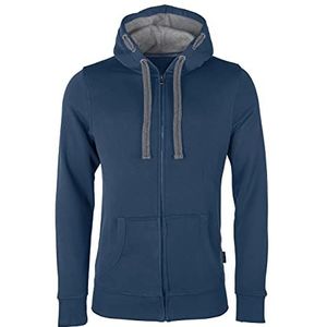 HRM Heren Jas met Capuchon, Blauw, Maat L I Premium Hoodie voor Mannen met Contrasterende Voering I Basic Hoodie met Rits I Herenhoodie met Rits I Hoge Kwaliteit & Duurzame Herenkleding