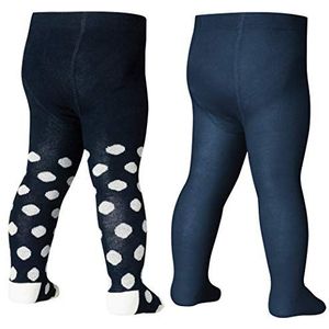 Playshoes Meisje Punkte Und Unifarben Mit Komfortbund Panty dots Pack van 2, 900 - Blauw, 110-116