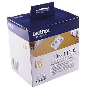 Brother DK11202 voorgesneden thermische papieretiketten, 300 witte etiketten 62 x 100 mm, voor QL-labelprinters