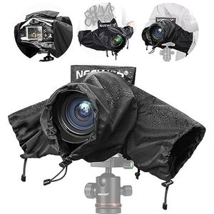 NEEWER Camera regenhoes, groot formaat duurzame nylon regenjas compatibel met Canon Sony Nikon DSLR spiegelloze vlog camera en lenzen 300/400/500/600/800mm, met mouwen/trekkoorden/kijkvenster, PB004