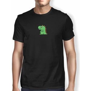 Green Fish, Basic T-shirt voor heren, 100% katoen, regular fit, Digital Icon Printed, maat: L, kleur: zwart, zwart, L