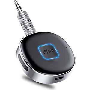 Hoppac Bluetooth Auto-Ontvanger, Bluetooth 5.0 Aux-Adapter, Ruisonderdrukkende Bluetooth Audio-Adapter 3,5 Mm Jack, Handsfree Bellen, Bedrade Hoofdtelefoon, Autoluidsprekers, Zwart