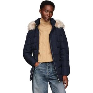 Tommy Hilfiger Dames HERITAGE DOWN TYRA JKT MET FUR WW0WW43600 Puffer Jacket, Desert Sky, XXS, Blauw (Woestijnhemel), XXS