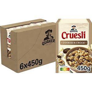 Quaker Cruesli Cookies & Cream, Doos 6 stuks x 450 g