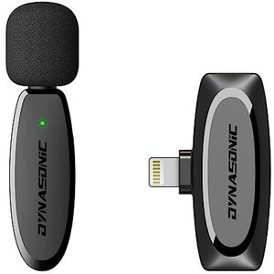 DYNASONIC DM-Pro 01 (2e generatie) Professionele draadloze microfoon voor iPhone. Lavalier reversmicrofoon voor mobiel (2,4 GHz) Facebook Tiktok, Youtube, Video. Draadloze microfoon