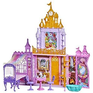 Disney Princess Fold 'n Go Celebration Castle, opvouwbaar poppenhuis met meubels en accessoires, speelgoed voor meisjes vanaf 3 jaar