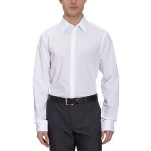 Seidensticker Business overhemd voor heren, strijkvrij, getailleerd overhemd met Shaped Fit, extra lange mouwen, kent-kraag, 100% katoen, wit (wit 01), 43