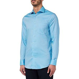 Seidensticker Men's Regular Fit shirt met lange mouwen, turquoise, 40, turquoise, 40