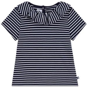 Petit Bateau Gestreept T-shirt voor kinderen met korte mouwen, Smoking/Marshmallow, 8 Jaren