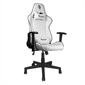 Noua Kui K7 Gamingstoel voor kantoor, computer, draaibare stoel met wieltjes, 2D-armleuningen, rugleuning en hoogte verstelbaar, lenden- en hoofdsteun, belastbaarheid van 150 kg, wit