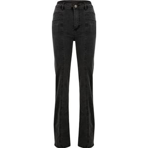 Urban Classics Damesslang met hoge taille, rechte snit, denim broek, Blackwashed, 38