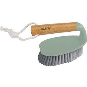 Beldray LA029043GRNEU7 Eco Scrubbing Brush - Tough On Dirt, Durable Bristles, Suitable For Kitchens, Bathrooms, Tiles, Cookware, Made With New And Recycled Plastic, FSC®-certified Bamboo Handle, Green