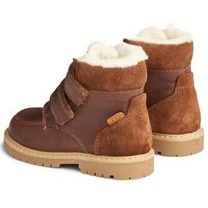 Wheat Stewie Kinderschoenen, winterschoenen, leer, klittenband, Tex Junior maten, uniseks, jongens en meisjes, 80% leer, 20% suède, ademend, waterdicht, 9002 cognac, 35 EU