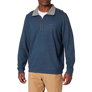 Pierre Cardin Heren Sweatshirt Stand-up Collar Zip Interlock Doubleface met Tencel Sweatshirt, Blauw, 5XL, blauw, 5XL