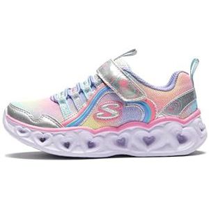 Skechers Hart Lights Rainbow Lux Sneaker voor meisjes, Zilver Multi Sparkle Mesh Multi Trim, 29 EU