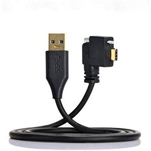 System-S USB 3.1 Kabel 3 m Type C Mannelijk naar 3.0 Type A Plug Hoek Schroef Zwart