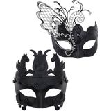 Zwarte vlinder vrouwen masker & Griekse krijger mannen masker Venetiaanse maskerade paar maskers, voor Mardi Gras/Party/Ball Prom