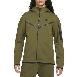 Nike Heren Hooded Full Zip Ls Top Sportswear Tech Fleece, Rough Green/Black, CU4489-326, 2XL