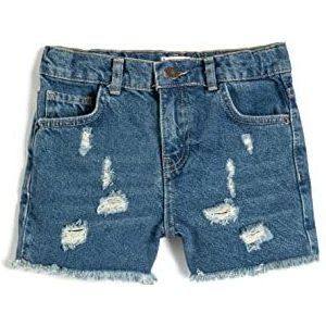 Koton Meisjes Jean Destroyed Pocket Cotton Shorts, Mid Indigo (Mid), 7-8 Jaar