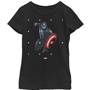 Marvel Captain America Shapes T-shirt voor meisjes, zwart, L