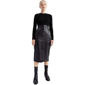 DeFacto Gebreide rok voor dames (Zwart, L), wit, L