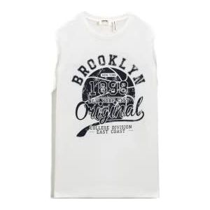 Koton Jongens City bedrukt katoenen T-shirt met korte mouwen, wit (000), 6-7 Jaar