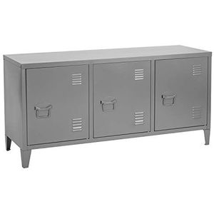 FURNITURE-R France TV-kast met metalen plank, voor het bureau, 2 lagen, 3 deuren, afmetingen: 120 x 40 x 58 cm, grijs