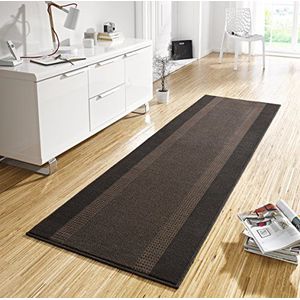 Hanse Home Tapijtloper met band, 80 x 500 cm, zacht, laagpolig tapijt, modern design, loper voor hal, slaapkamer, kinderkamer, badkamer, woonkamer, keuken, decoratieve loper, bruin