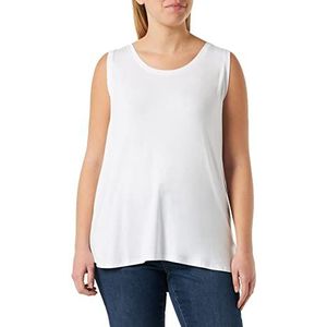 Samoon Basic top voor dames, met zijsplitten, mouwloos, effen, wit, 52 NL