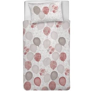 PENSIERI DELICATI Eenpersoons beddengoedset 100% katoen, compleet met dekbedovertrek van 155 x 200 cm en 1 kussensloop van 52 x 82 cm, gemaakt in Italië, machinewasbaar op 40 °C, motief: rode