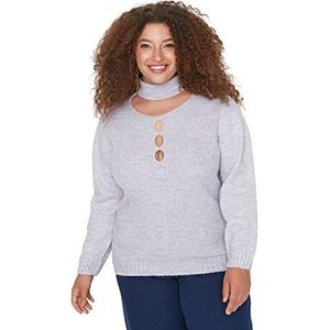 Trendyol Vrouwen hoge hals Plain Relaxed Plus Size Sweater Sweater, Lila, 4XL, Lila, 4XL