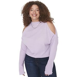 Trendyol Vrouwen hoge hals Plain Relaxed Plus Size Sweater Sweater, Lila, XL, Lila, XL