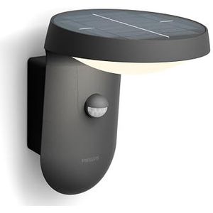 Philips Tyla Ultra Efficient Solar Outdoor Wandlamp - Warm Wit Licht - Met Bewegingssensor - IP44 Weerbestendige Muurlamp - 1.2W - 2700K - Antraciet