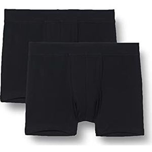 Schiesser Jongens 2 stuks ondergoed boxershorts zachte manchetten - 95/5 biologisch katoen - maat 140 tot 176, Zwart_173535, 176 cm