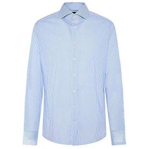 Hackett London Heren Stretch Stripe Bc Shirt, Wit (Wit/Sky), 16.7