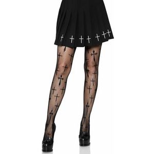 Leg Avenue - Carnaval Cross Net Pantyhose - Zwart - Erotische Kousen