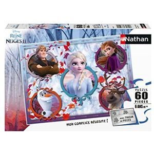 Nathan - Kinderpuzzel - 60 stukjes - effen voor het leven - Disney Frozen 2 - meisjes of jongens vanaf 6 jaar - hoogwaardige puzzel - dik en duurzaam karton - prinsessen - 86180