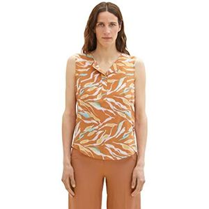 TOM TAILOR Dames blouse 1035254, 31758 - Brown Abstract Leaf Design, 36