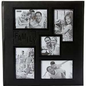 Pioneer fotoalbum collage frame reliëf inch familie inch genaaid kunstlederen bekleding, 240 Pocket Photo Album, zwart,