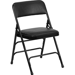 Flash Furniture Hercules Klapstoel van metaal, gevoerde stoel voor gasten of evenementen, stabiele keukenstoel, ook geschikt voor buiten, set van 4 stuks, zwart