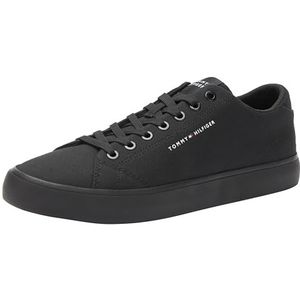 Tommy Hilfiger Heren TH HI Vulc Low Canvas Gevulkaniseerde Sneaker, zwart, 10.5 UK, Zwart, 45 EU