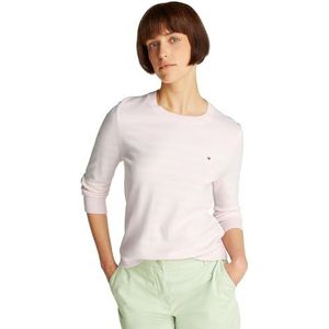 TOMMY HILFIGER Dames CO Jersey Stitch C-NK LS SWT WW0WW44984, Wit (lichtroze/ivoor bloemblaadje Stp), XXS