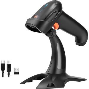 Tera Barcodescanner 3-in-1 barcodescanner werkt met Bluetooth, 2,4 G, draadloos, USB, bekabeld, 1D 2D QR met trillingswaarschuwing, batterijniveau-indicator HW0002