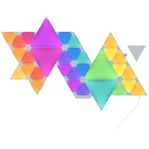 Nanoleaf Vormen Mini Driehoek Starter Kit Bundel, 32 Smart Light Panelen LED RGBW (28 Mini + 4 Driehoeken) - Modulaire Wi-Fi-kleurveranderende wandlampen, werkt met Alexa Google Apple, voor decoratie